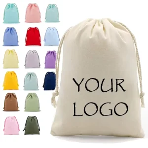 Branded Canvas Dust Packaging Bag for Craft Custom Logo Organic Cotton Drawstring Pouch Personalized Gift Wrap Bag for Handmade