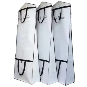 Bridal Wedding Gown Dress Garment Bag Gusseted Reusable Garment Cover Shoe Pockets Travel Garment Storage Bag