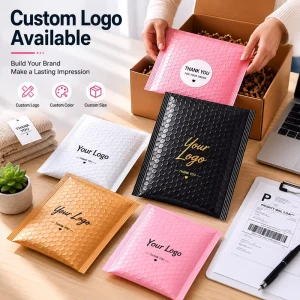 Bubble Envelope Mailers Custom Logo Packaging Bags for Jewelry Cosmetics Boutique Ecommerce Shipping