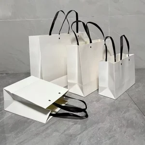 Bubbles Custom Logo Printed Grocery Packaging Kraft Paper Smart Shopping Bag with Handle Personal Gift Bag with logo