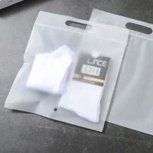 定制印花服装包装袋 重型模切手柄 半透明CPE材料 拉链