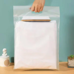定制凹版印刷可回收CPE材质内衣磨砂拉链锁扣服装包装塑料袋带手柄100个