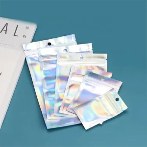 CPP Gravure Printed Ziplock Packaging Mylar Holographic Laser Resealable 3 Side Sealing Recyclable Plastic Bag