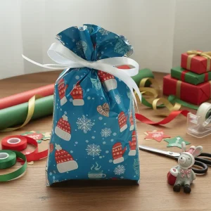 CPP Plastic Material Disposable DIY Drawstring Christmas Gift Bag