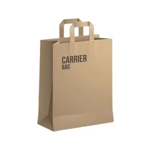 CUSTOM LOGO PRINTED KRAFT PAPER BAG TAKEOUT LUNCH BAG CLOTHING PACKAGING BOX WITH FLAT HANDLE