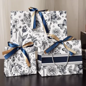 Cardboard Black Paper Bag Custom Printed Logo Shopping Paper Bags Luxury Clothing Packaging Gift Carrier Bag