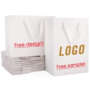China Supplier Your Logo Size Fashion Shopping Tote Bags White Gift Wrapping Paper Bags With Handle for Business Promotion
