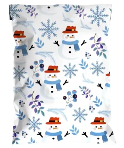 Christmas Snowman Printed Poly 1.5 Mil Thick Waterproof Tear Resistant Self Sealing Shipping Bags Custom Made Shipping Bags