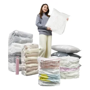 Clear Cube Space Saver Jumbo Vacuum Compression Storage Sealed Bag Set for Comforters Blanket Clothes Bedding
