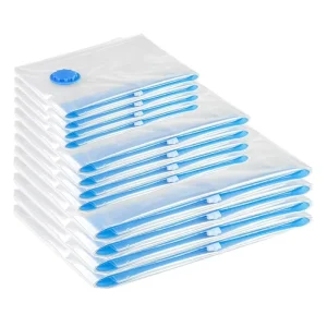 Clear Custom Printed Logo PE Biodegradable Vacuum Storage Bags Glossy Matt Transparent Flat Bottom Pouch Pillow