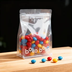 Clear Plastic Stand up Pouches with Resealable Zipper Custom Printed Bags for Bakery Snacks Candy Nuts Packaging