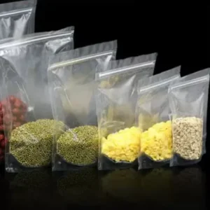 Clear Transparent Stand up Pouch Flat Bottom Food Grade Zipper Bag for Food Custom Printed Stand up Pouch
