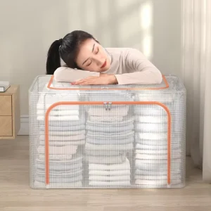 Clear Waterproof PVC Material Storage Bins Foldable Organization Bags With Clear Window for Bedding Blankets Clothing