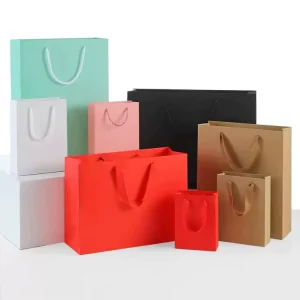 Color Logo Cardboard Paper Bag, Custom Art Paper Bag, Shopping Gift Packing Bag