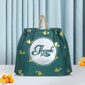 Colorful Cartoon Drawstring Plastic Takeout Restaurant Fast Food Delivery Packaging Bags