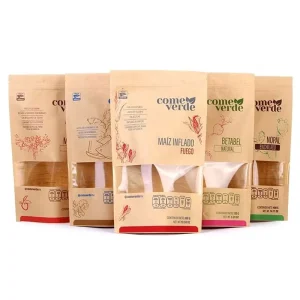 Colorful Customized Print Kraft Resealable Pouches Food Grade Packaging Stand up High Barrier Bag Pack for Nuts