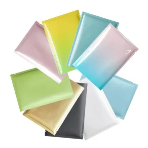Colorful Plastic Heat Seal Gradient Aluminum Foil Laminated Food Packaging 3 Side Seal Bags Flat Pouch