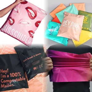 Compostable Sustainable Clothes Biodegradable PE Plastic Courier Clothing Apparel Mailing Printed Pink Poly Mailer Bags