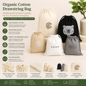 Cotton Drawstring Bag Wedding Gift for Eco Friendly Packaging