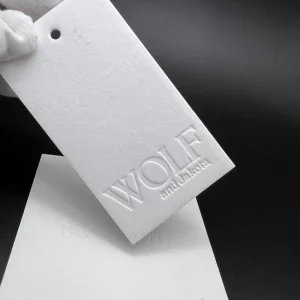 Custom 3D Embossed Paper Hang Tags Eco Friendly Clothes Hang Tags Clothing Hang Tags for Shirts Pants Dresses