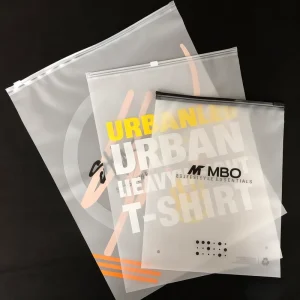 Custom Biodegradable Matte Plastic Zip Lock Bags For T Shirt Underwear With Frosted Zipper Exhibition Use