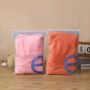 Custom Biodegradable Pe Poly Printed Logo T shirt Zipper Bags Resealable Frosted Ziplock Bags for Clothes Packaging