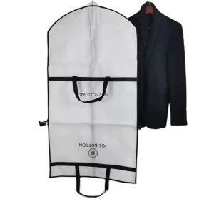 Custom Biodegradable Travel Wedding Dresses Fabric Packaging Printed Logo Cotton Non Woven Suits Cover Garment Bags With Zipper