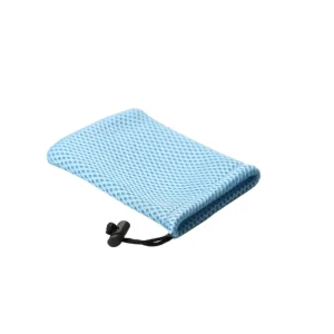 Custom Blue Nylon Mesh Drawstring Bag with Side logo Label Small Drawstring Mesh Bag Pouch for Electronic Pack Dust Bag 9X13CM