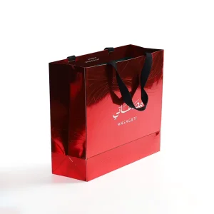 Custom Burgundy & Shiny Art Paper Gift Bags 250gsm Embossed Logo Recyclable Luxury for Dresses Jewelry Business Shoes