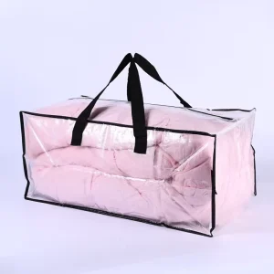Custom Clear Storage Tote Moving Bag Reinforced Handles for Blanket Bedding Clothes Packing Shopping