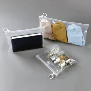 Custom Clothes Packaging Zip Lock Bags Socks Bra Underwear Cosmetics Make Up Small Frosted Matte Poly Bag with Zipper