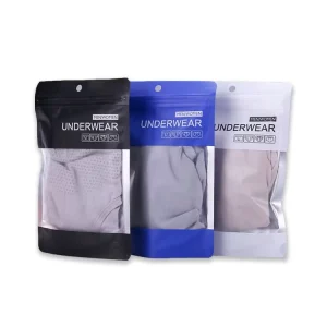 Custom Clothing Packaging Ziplock Bag Matte Single Side Transparent Three Side Seal Bag For Men’S Underwear