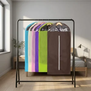 Custom Color amd logo Manufacturer Eco-Friendly Clear Plastic Zipper Non Woven Garment Bag for Packaging