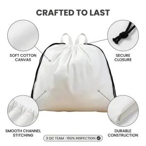 Custom Cotton Canvas Drawstring Pouch Bag with Logo Printing Woven Packaging Bag 3 5 Working Day Sampling