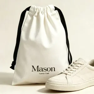 Custom Cotton Canvas Drawstring Shoe Dust Bag Cotton Pouch for Shoes Biodegradable Eco friendly Footwear Packaging Pouch