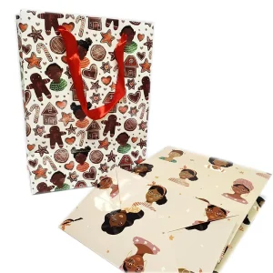 Custom Cute Design Glossy Lamination Gift Packaging Cardboard Shopping Paper Bag for Dresses
