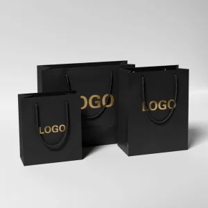 Custom Design Printed Shopping Gift Bag, Paper Bag with Your Logo, Luxury Black Paper Bag for Clothes