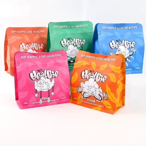 Custom Digital Printing Food Grade PE Stand up Coffee Bean Bags with Zipper Flat Bottom Bags for Tea Coffee Candy Snack