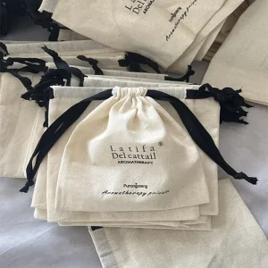 Custom Drawstring Bag Cotton Small Drawstring String Gift Bag With Drawstring Custom Logo Packaging Cotton Reusable Gift Bag