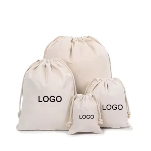 Custom Drawstring Bag Cotton Small Drawstring String Gift Packaging Canvas Pouch with Drawstring Custom logo