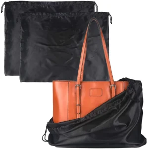 Custom Dust Drawstring Gift Packaging Bag Silk Satin Drawstring Pouch Black String Bags With Logo Printed