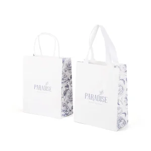 Custom Eco Friendly Black Matte Paper Carrier Bag with Cotton Rope Handle and Drawstring for Promotional Giveaways and Brands