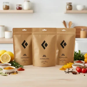 Custom Eco Friendly Digital Printing Kraft Paper Stand Up Pouch With Resealable Zipper Biodegradable Food Packaging Bag