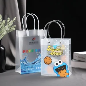 Custom Eco Friendly Transparent PVC Gift Tote Plastic Bag Waterproof Cosmetics Storage