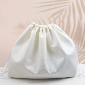 Custom Embossing Logo Pu Leather Drawstring Waterproof Dust Bag Luxury Clothes Shoes Pillow Packaging Pu Bag