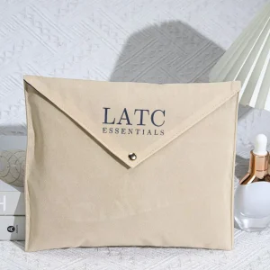 Custom Envelope Clothes Garment Packing Bag With Button Logo Printed Hair Extension Wallet Handbag Dust Velvet Pouch