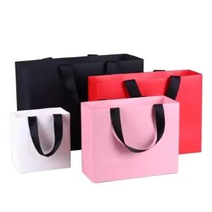 Custom Fashion Design Fancy Shoes Clothing Dress White Kraft Paper Bag Packaging with Handle Shopping Gift Bag