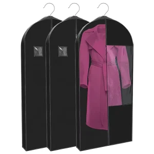 Custom Foldable Eco friendly Tote Closet Storage Double Zipper Non woven Fabric Black Reusable Suit