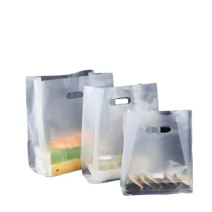 Custom Frosted PP Die Cut Handle Shopping Bags for Waterproof Packaging of Apparel and Bakery Retail