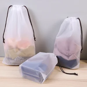Custom Frosted Plastic Clothing Packaging Drawstring Gift Bag EVA PU Insulated Drawstring Bag